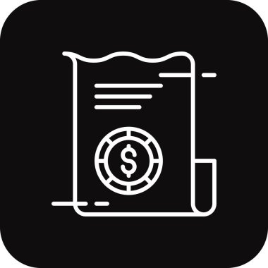 Fatura işi simgesi, siyah doldurulmuş çizgi tarzı. belge, makbuz, ödeme, para, vergi, fatura, form. Vektör illüstrasyonu