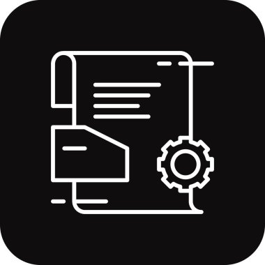 Siyah çizgili Proje İş simgesi. Yönetim, plan, konsept, geliştirme, rapor, vites, görev. Vektör illüstrasyonu