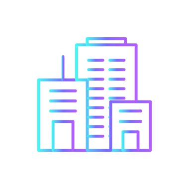 Ofis işleri ikonu mavi duoton tarzında. Ofis, ev, yönetim, strateji, bağlantı, banka, organizasyon. Vektör illüstrasyonu