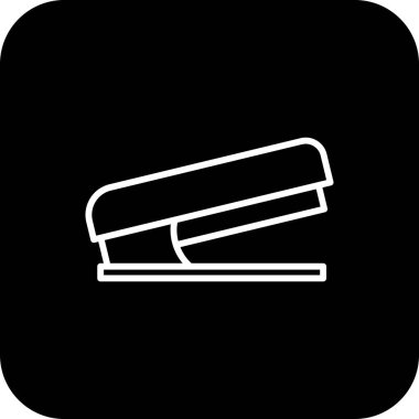 Zımba işi simgesi, siyah dolgulu çizgi tarzı. Ofis, ekipman, şarjör, alet, iş, kırtasiye, makine. Vektör illüstrasyonu