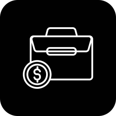 Siyah çizgili evrak çantası simgesi. Ofis, çanta, iş, eşya, bavul, çanta. Vektör illüstrasyonu