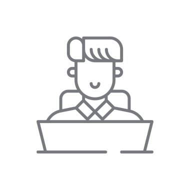 Çalışan Ekibi çalışma ikonu, siyah taslak tarzında. İnsanlar, insanlar, iş, strateji, iş, kariyer, personel. Vektör illüstrasyonu