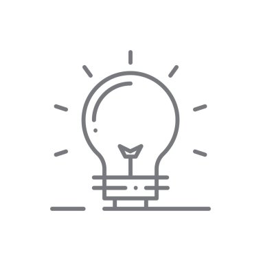 Fikir Takımı çalışma simgesi siyah taslak stili. yaratıcı, ışık, yenilik, grafik, çizgi, konsept, parlak. Vektör illüstrasyonu