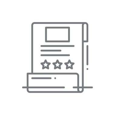 Derecelendirme ekibi çalışma simgesi siyah hatlı. hız, geri bildirim, yıldız, pozitif, servis, müşteri, araştırma. Vektör illüstrasyonu