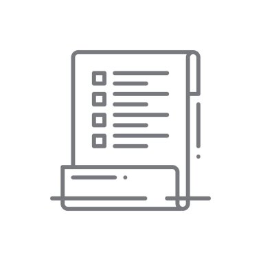 Rapor Ekibi çalışma simgesi siyah hatlı. belge, sayfa, grafik, grafik, veri, dosya, analiz. Vektör illüstrasyonu