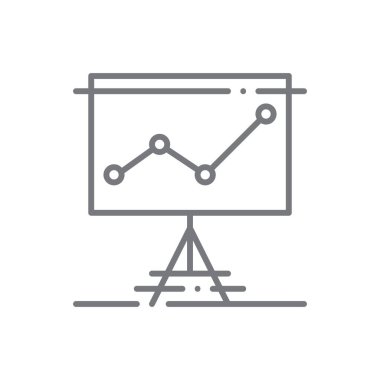 Analiz Ekibi çalışma ikonu siyah çizgili. grafik, veri, grafik, analiz, büyüme, diyagram, bilgi. Vektör illüstrasyonu