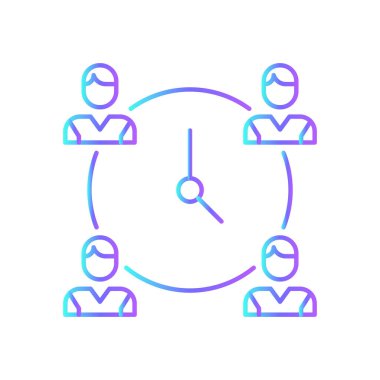 Takımın son teslim tarihi mavi duoton stili iş simgesi. Saat, grafik, gün, takvim, saat, tarih, alarm. Vektör illüstrasyonu