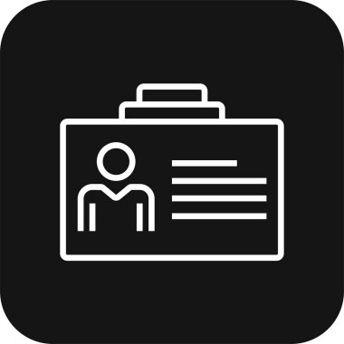 Kimlik belirleme simgesi siyah doldurulmuş çizgi tarzı. Kimlik, imza, kart, bilgi, geçiş kartı, isim, kullanıcı. Vektör illüstrasyonu