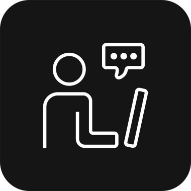 İdari Pazarlama simgesi, siyah doldurulmuş çizgi tarzı. Ofis, internet, bilgisayar, adam, ağ, servis, bilgi. Vektör illüstrasyonu