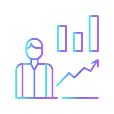 Veri analistleri insanları mavi duoton tarzında pazarlıyor. Bilgi, diyagram, konsept, grafik, analitik, istatistik, rapor. Vektör illüstrasyonu