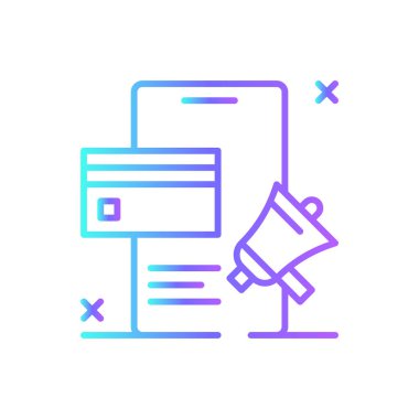 Mobil pazarlama insanları mavi duoton tarzında simgeleşirler. teknoloji, sosyal, medya, internet, iletişim, online, para. Vektör illüstrasyonu