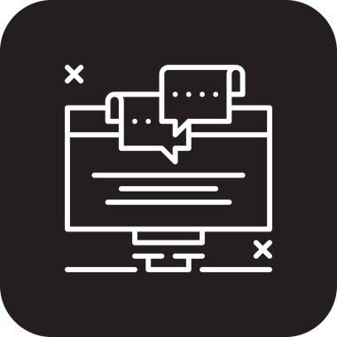 İletişim Pazarlama insanları simgesi, siyah çizgi tarzında. business, technology, email, bilgisayar, message, link, media. Vektör illüstrasyonu