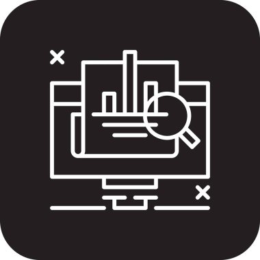 Analitik Pazarlama insanları simgesi ve siyah çizgi tarzı. analist, finans, grafik, veri, grafik, piyasa, rapor. Vektör illüstrasyonu