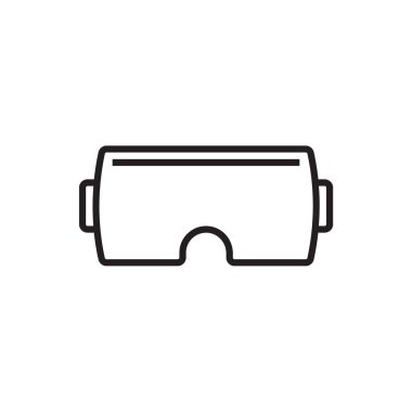 Siyah ana hatlı sanal gerçeklik teknolojisi ikonu. Oyun, gözlük, video, oyun, 3D, cihaz, simülasyon. Vektör illüstrasyonu