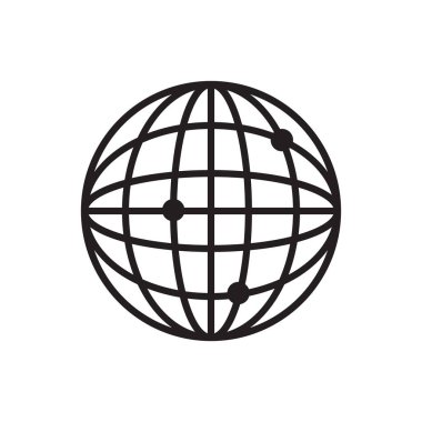 Siyah çizgili Network Technology simgesi. bağlantı, sosyal, küresel, teknoloji, bilgi, ağ, dünya. Vektör illüstrasyonu