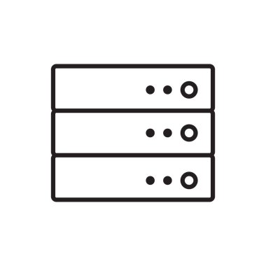 Siyah taslak biçimli Sunucu Teknolojisi simgesi. ağ, bilgisayar, veri, bulut, veritabanı, bağlantı, sunucu. Vektör illüstrasyonu
