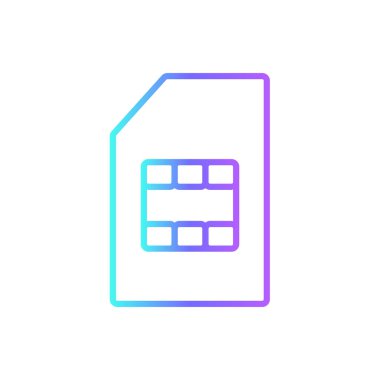 SIM Kart Teknolojisi ikonu mavi duoton tarzında. Telefon, cep telefonu, teknoloji, internet, akıllı, bağlantı, elektronik. Vektör illüstrasyonu