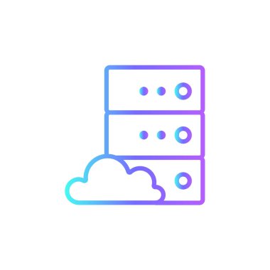 Mavi duoton tarzı Cloud Server Technology simgesi. ağ, internet, bilgisayar, bağlantı, veritabanı, bilgi. Vektör illüstrasyonu