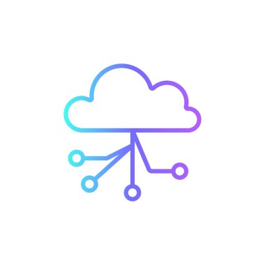 Bulut Hesaplama Teknolojisi ikonu mavi duoton tarzında. ağ, teknoloji, internet, bilgisayar, sunucu, bağlantı, sunucu. Vektör illüstrasyonu