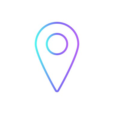 Mavi duoton stili konum teknolojisi ikonu. Harita, seyahat, işaret, GPS, navigasyon, nokta, yer. Vektör illüstrasyonu