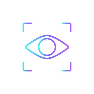 Mavi duoton tarzı göz tarama teknolojisi ikonu. Erişim, tarama, tanımlama, tanımlama, elektronik, sistem, güvenli. Vektör illüstrasyonu