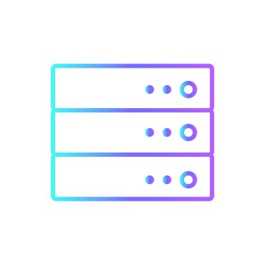 Mavi duoton tarzı sunucu teknolojisi simgesi. ağ, bilgisayar, veri, bulut, veritabanı, bağlantı, sunucu. Vektör illüstrasyonu