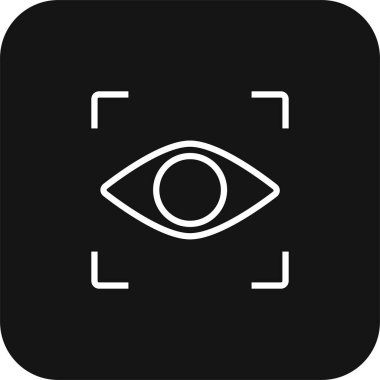 Siyah çizgili göz tarama teknolojisi simgesi. Erişim, tarama, tanımlama, tanımlama, elektronik, sistem, güvenli. Vektör illüstrasyonu