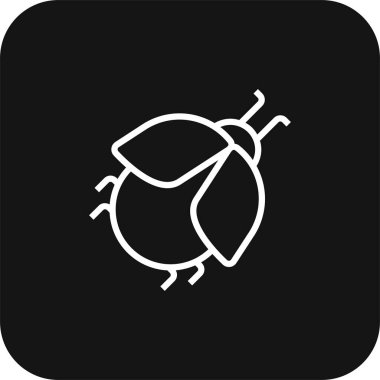 Siyah çizgili Böcek Teknolojisi simgesi. İnternet, koruma, izole edilmiş, güvenlik, kod, böcek, hamamböceği. Vektör illüstrasyonu