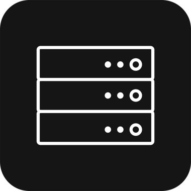 Siyah çizgili sunucu teknolojisi simgesi. ağ, bilgisayar, veri, bulut, veritabanı, bağlantı, sunucu. Vektör illüstrasyonu