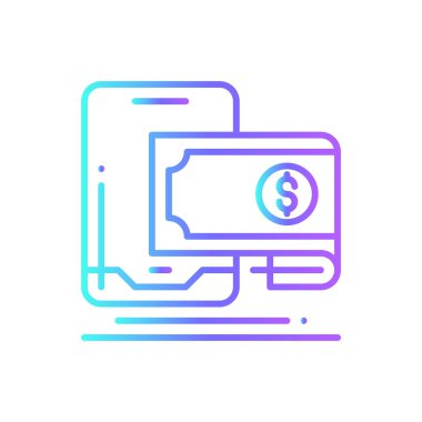 Mobil Ödeme Finans ve mavi duoton tarzı ekonomi ikonu. Kredi, bankacılık, finans, ödeme, telefon, transfer, dijital. Vektör illüstrasyonu