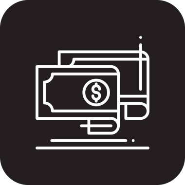 Dolar Finans ve ekonomi simgesi, siyah çizgili. Nakit, para, ödeme, finans, para, yatırım, tasarruf. Vektör illüstrasyonu