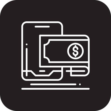 Mobil Ödeme Finans ve ekonomi simgesi, siyah dolgulu çizgi tarzı. Kredi, bankacılık, finans, ödeme, telefon, transfer, dijital. Vektör illüstrasyonu