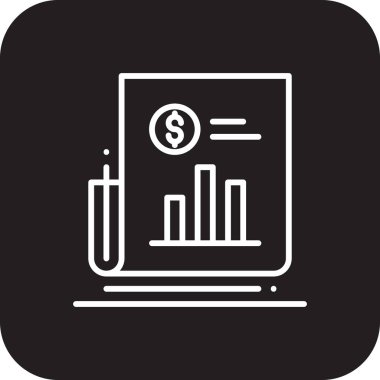 Mali İstatistik Finans ve ekonomi simgesi, siyah çizgili. grafik, veri, diyagram, büyüme, rapor, bilgi, analitik. Vektör illüstrasyonu