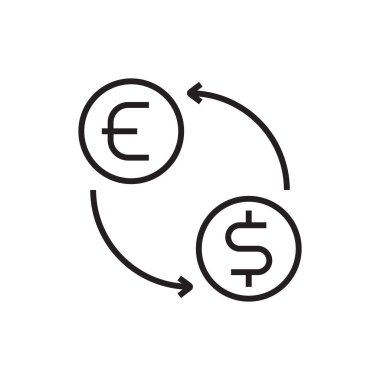 Finans ve ekonomi simgesi, siyah ana hatlı. Para, finans, para, ödeme, büyüme, değişim, yatırım. Vektör illüstrasyonu