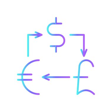 Para Dönüştürme Finans ve ekonomi ikonu mavi duoton tarzında. Değişim, transfer, yatırım, finans, ödeme, dolaşım, ekonomi. Vektör illüstrasyonu