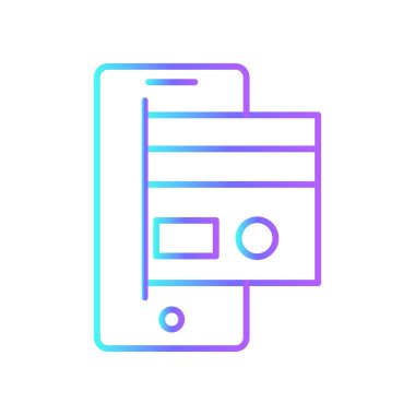 Mobil Ödeme Finans ve mavi duoton tarzı ekonomi ikonu. Kredi, bankacılık, finans, ödeme, telefon, transfer, dijital. Vektör illüstrasyonu