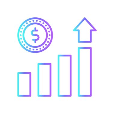 Finansal Artırma Finans ve ekonomi ikonu mavi duoton tarzında. Finans, kar, büyüme, yatırım, ok, artış, yönetim. Vektör illüstrasyonu