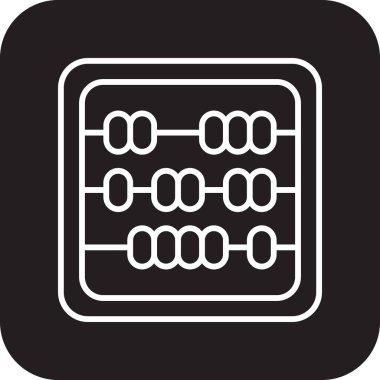 Siyah çizgili abaküs simgesi. Matematik, hesap makinesi, finans, geleneksel muhasebe, aritmetik, alet. Vektör illüstrasyonu