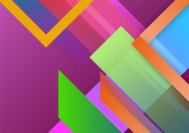 Renkli geometrik şekilli teknoloji arka plan tasarımı. Soyut geometrik vektör arkaplanı