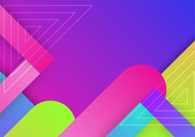 Renkli geometrik şekilli teknoloji arka plan tasarımı. Soyut geometrik vektör arkaplanı