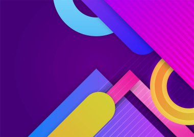 Renkli geometrik şekilli teknoloji arka plan tasarımı. Soyut geometrik vektör arkaplanı