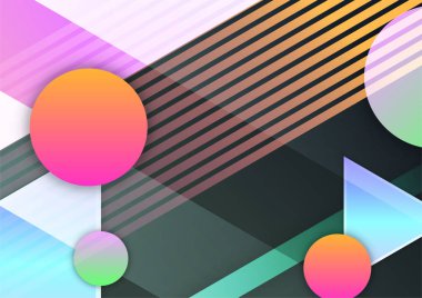 Renkli geometrik şekilli teknoloji arka plan tasarımı. Soyut geometrik vektör arkaplanı