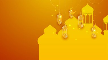 Arap süsleme desenli ve lüks mandala fener dekoratifli İslam ramazanı arkaplanı. İslam tebrik kartı, bayram şablonu, hac, davetiye, kutlama, prim çerçevesi ve cami için tasarlandı.