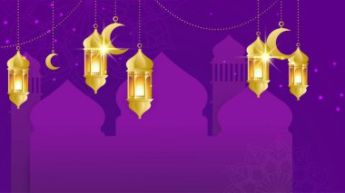 Arap süsleme desenli ve lüks mandala fener dekoratifli İslam ramazanı arkaplanı. İslam tebrik kartı, bayram şablonu, hac, davetiye, kutlama, prim çerçevesi ve cami için tasarlandı.