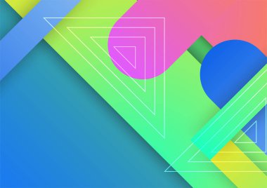 Soyut modern arkaplan gradyan rengi. Geometrik şekilli yeşil pembe turuncu ve mavi gradyan..