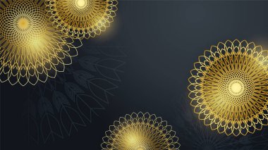 Arap süsleme desenli ve lüks mandala fener dekoratifli İslam ramazanı arkaplanı. İslam tebrik kartı, bayram şablonu, hac, davetiye, kutlama, prim çerçevesi ve cami için tasarlandı.