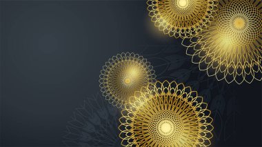 Arap süsleme desenli ve lüks mandala fener dekoratifli İslam ramazanı arkaplanı. İslam tebrik kartı, bayram şablonu, hac, davetiye, kutlama, prim çerçevesi ve cami için tasarlandı.