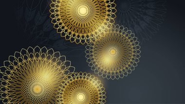 Arap süsleme desenli ve lüks mandala fener dekoratifli İslam ramazanı arkaplanı. İslam tebrik kartı, bayram şablonu, hac, davetiye, kutlama, prim çerçevesi ve cami için tasarlandı.