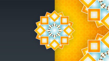 Arap süsleme desenli ve lüks mandala fener dekoratifli İslam ramazanı arkaplanı. İslam tebrik kartı, bayram şablonu, hac, davetiye, kutlama, prim çerçevesi ve cami için tasarlandı.