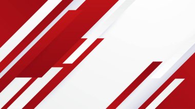 Soyut kırmızı ve beyaz geometrik şekiller arka plan. Vektör soyut grafik tasarım sancak deseni sunum arkaplan şablonu.